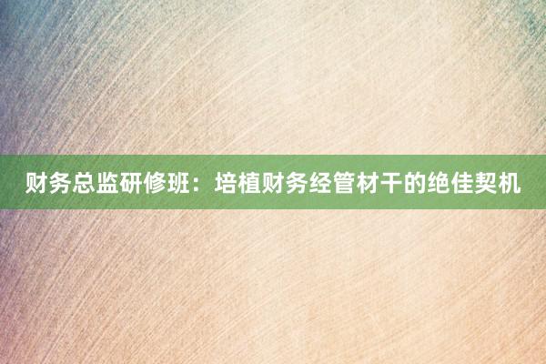 财务总监研修班：培植财务经管材干的绝佳契机