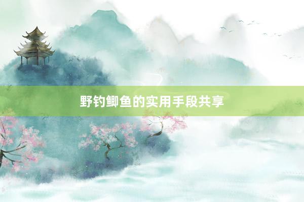 野钓鲫鱼的实用手段共享